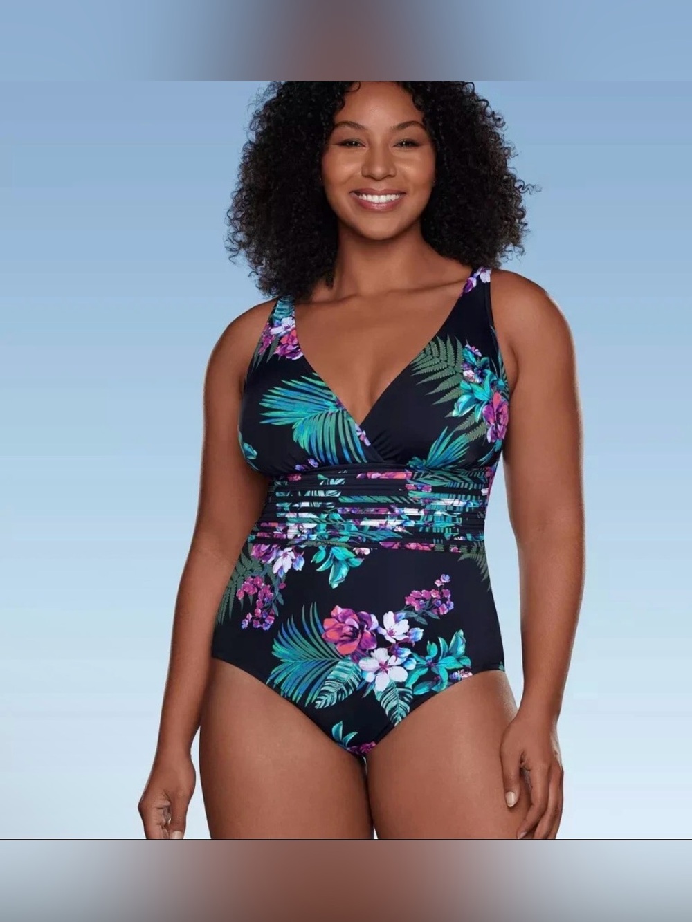 Women's Aqua Green Waist Detail One Piece Swimsuit